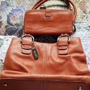 Burnt orange bag with wallet